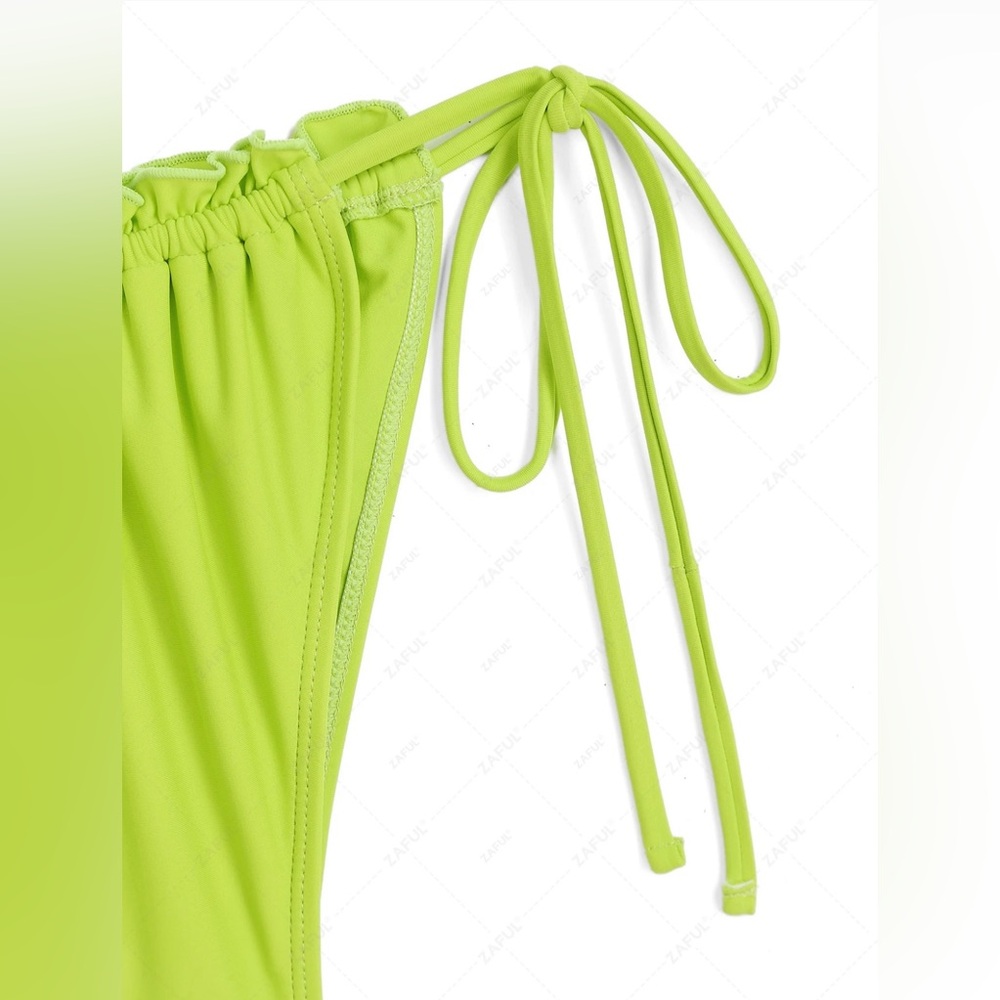 Zaful Green Bandeau Bikini Set with Ruched Details - Picture 3 of 6